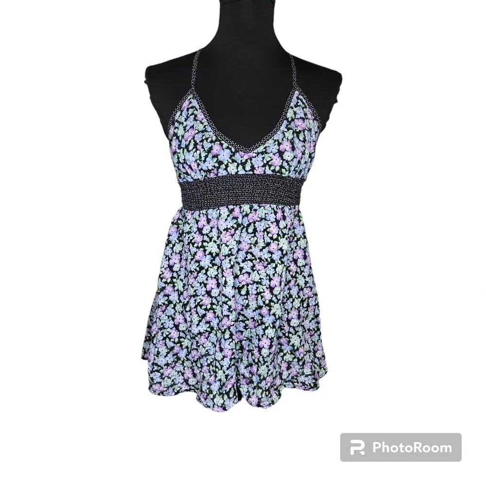 Free People Purple Floral Y2K Top